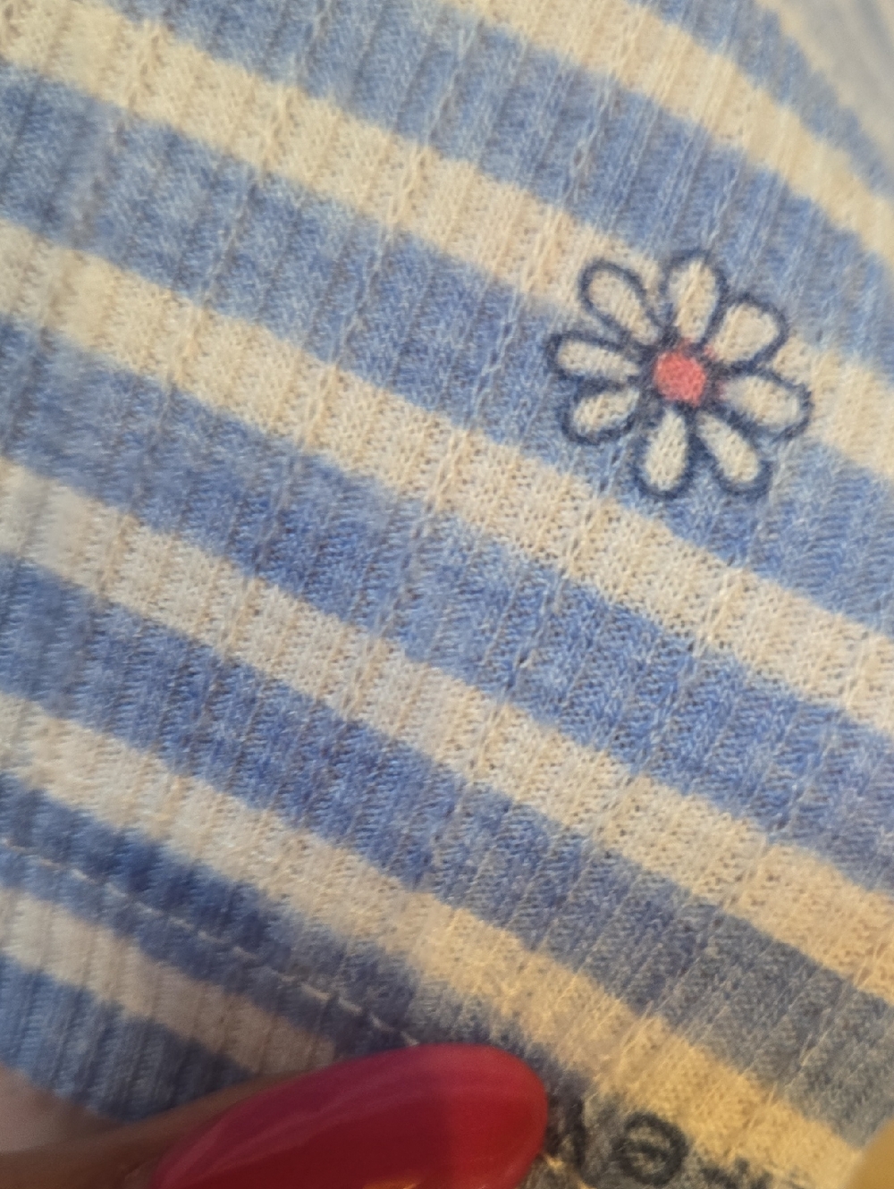 Life Is Good Blue/White Striped "Happy Daisy" Lounge/Sleep Wide Leg Pants - Picture 3 of 6
